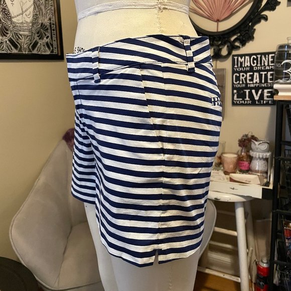 Navy Stripe Mid-rise Everyday Shorts 3 inch inseam - Picture 2 of 10